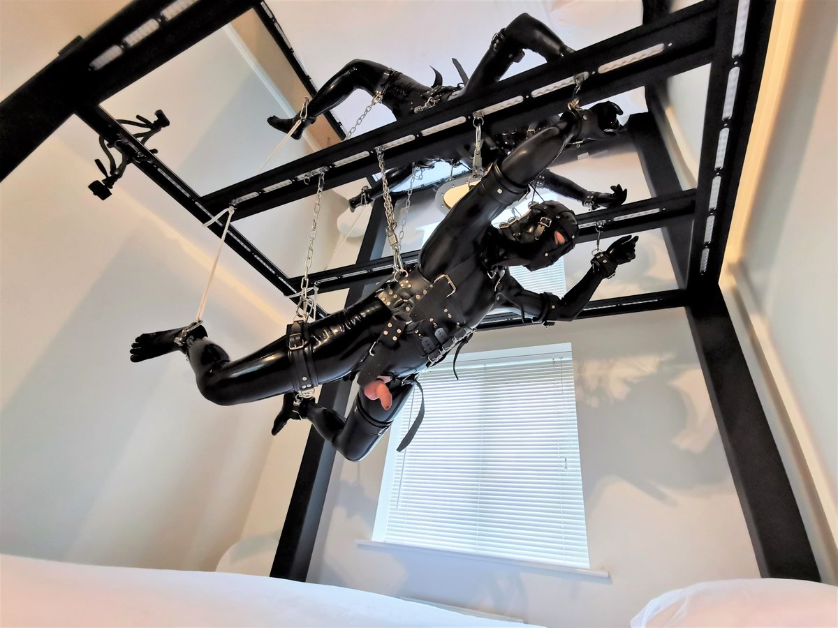 electrobound's tweet photo. Gimp suspended in rubber. https://t.co/xHZk5Mjlki