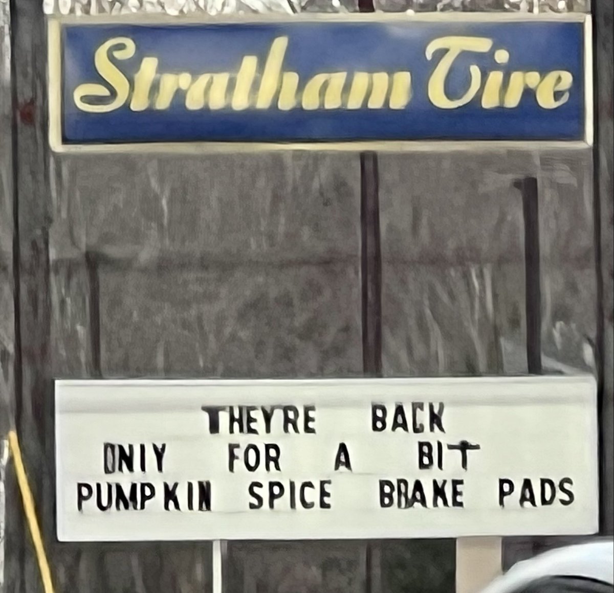 ⁦<a href="/jimmykimmel/">Jimmy Kimmel</a>⁩ 
Up in #newhampshire we have #pumpkinspice brake pads!!!