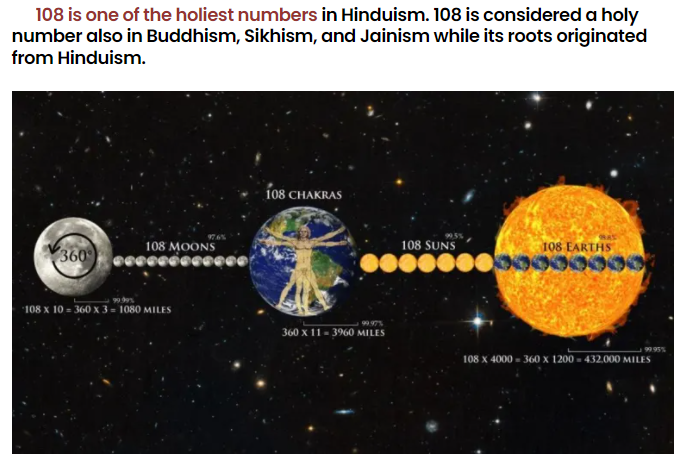 YogicWellness's tweet photo. 108 is one of the holiest number in Hinduism. #hinduscriptures #hinduism #hinduismandscience #yogicwellness #indiantemple #sanatandharma #holyscriptures #advanceknowledge #proudhindu #hindufacts #pride #respect #faith #knowledge #108number #holinumber https://t.co/Vm2ltgBY8o