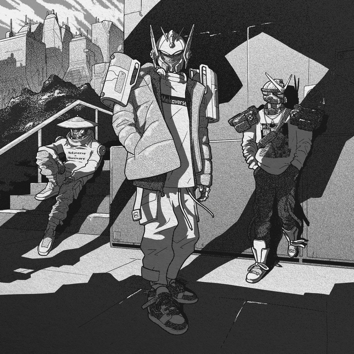 My submission for the #MEKAVERSECREATIVE contest.

Manga fashion hypebeasts in the <a href="/MekaVerse/">MekaVerse</a>.