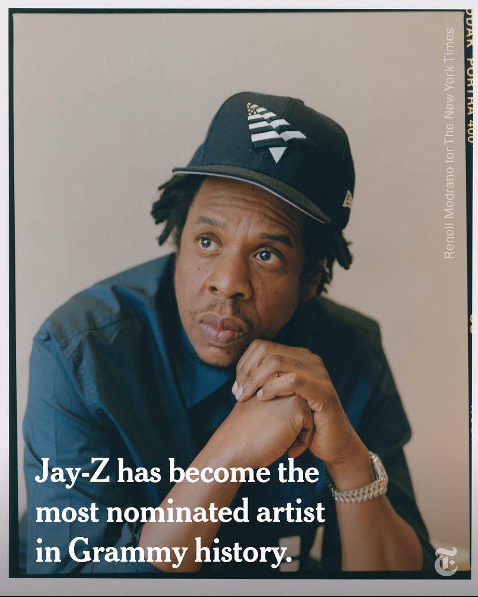nytimes's tweet photo. Jay-Z is the most nominated artist in Grammy history. He had been tied with Quincy Jones for 80 nods, but with this year's ballot, he has a total of 83 nominations. Jay-Z has won 23 Grammys in his career so far. https://t.co/iqH6CgsugT https://t.co/7uqKxFfnVX