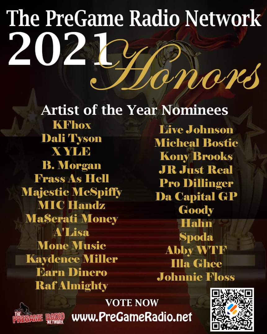 TashaNiWright's tweet photo. The PreGame Radio Network Honors
Congrats to all the Nominees and Good Luck. Can't wait to see who takes #1 spot this year.
Nominees Are IN !!!!!
Voting opens tonight, Midnight, 12am on https://t.co/IpxE9YGfuy #ThePreGameRadioNetworkHonors #ArtistOfTheYear #VideoDirectorOfTheYear https://t.co/4RfcrwAmnQ