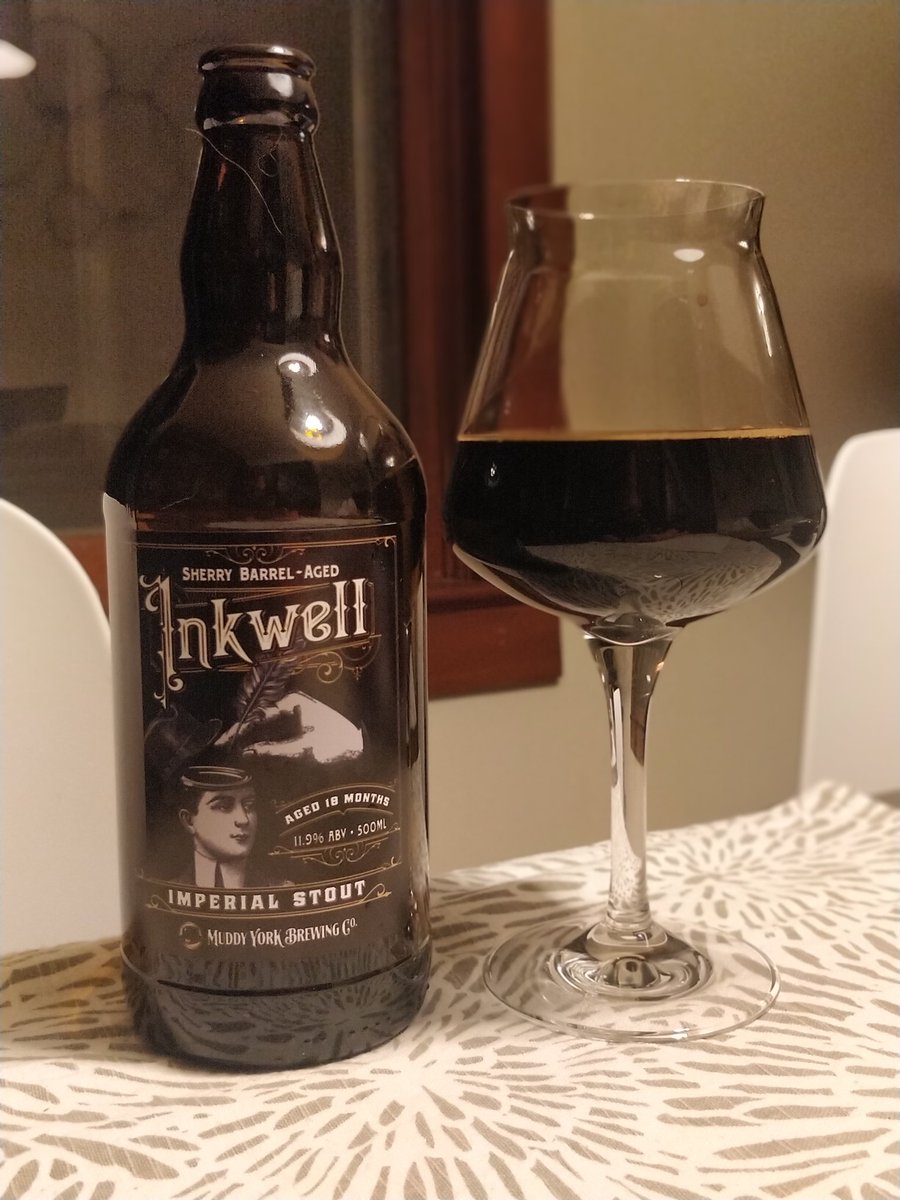 PeterLeventis's tweet photo. Found an older #cellarbeer from @MYBrewingCo, their 2019? Bourbon Barrel Aged #InkwellImperialStout . Yummy!! https://t.co/fGGRVcmbik