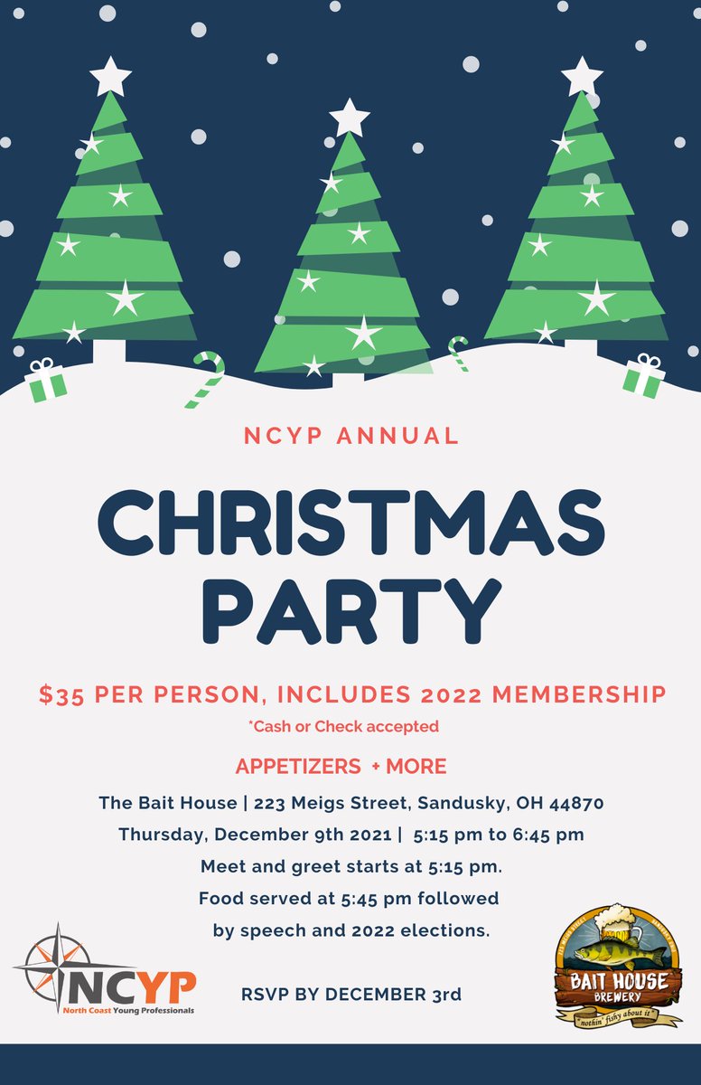Please join us for NCYP’s 2021 end of year party! There will be food and fun for all to enjoy. RSVP in the link below by 12/3. Can’t wait to see you there 😃🎄
conta.cc/3cV6dt9