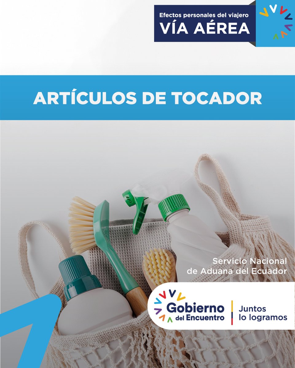 SENAE_Aduana's tweet photo. 📢 INFÓRMATE: Los artículos de tocador y elementos de aseo personal son considerados efectos personales que se pueden ingresar al país vía aérea sin el pago de tributos.

#TuCompraSegura 🎁 https://t.co/avU0wecrEg