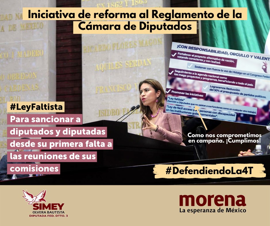 ssimey's tweet photo. Como nos comprometimos en campaña, ¡Cumplimos! Porque en la #4T sí trabajamos en lo que nos toca. 

Esta semana presenté ante @Mx_Diputados una iniciativa que propuse en campaña por el #DistritoFederal03 para eliminar los privilegios de diputados
#LeyFaltista

#DefendiendoLa4T https://t.co/ekIroaMLXg