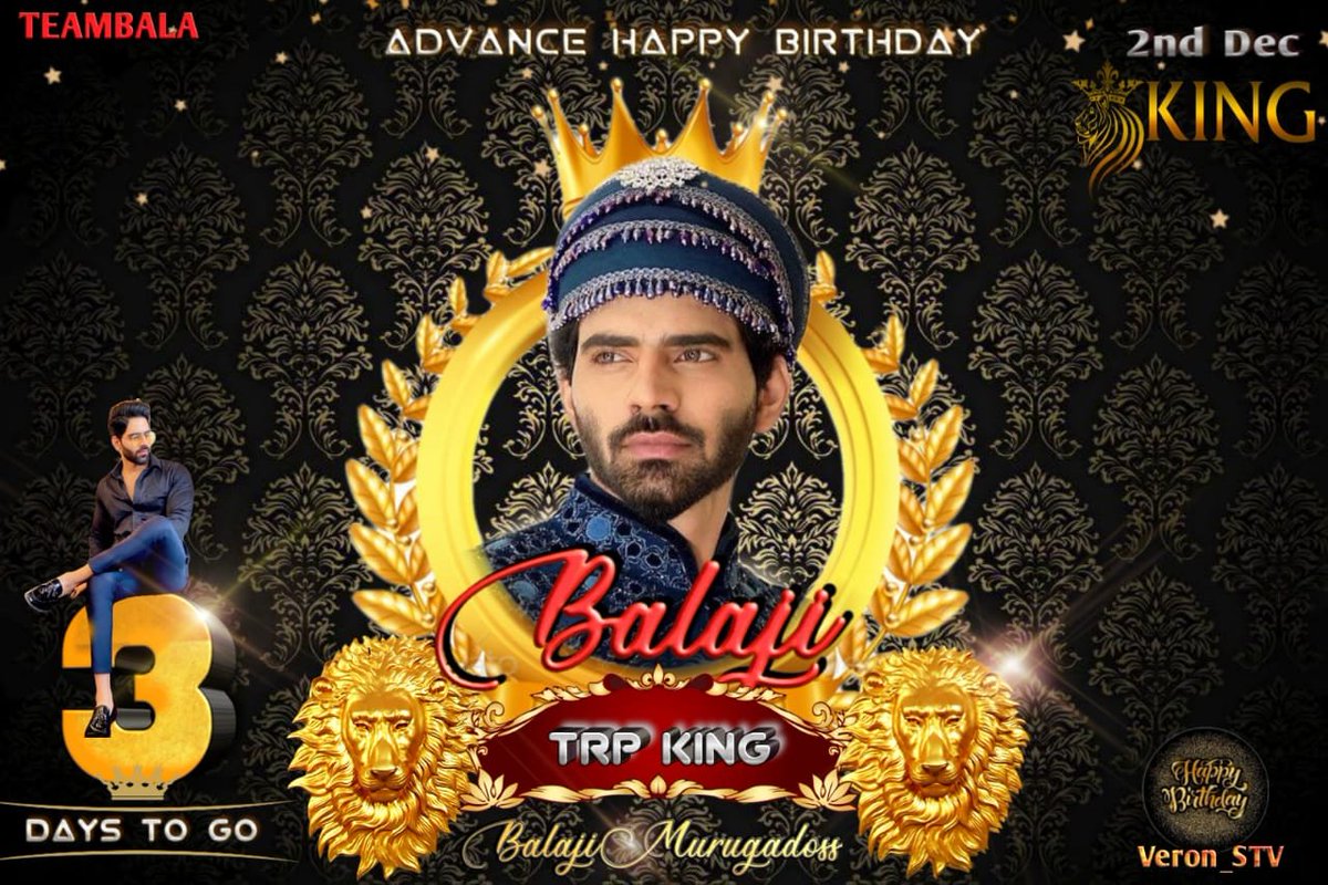 3 days more for a very special day that is extremely close to all Bala fans' hearts.

We are waiting eagerly to shower our love on you @OfficialBalaji 

Happy Birthday in Advance Bala!

#BalajiMurugadoss 
#AdvanceHBDBala

Cdp design: @Veron_STV