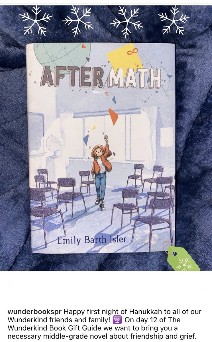 EmilyBarthIsler's tweet photo. Happy Hanukkah to all and much love to the @WunderBooks_PR team! #AfterMath #FindInfinity #books #middlegrade #jewishbooks https://t.co/yUYc4Cb4aH