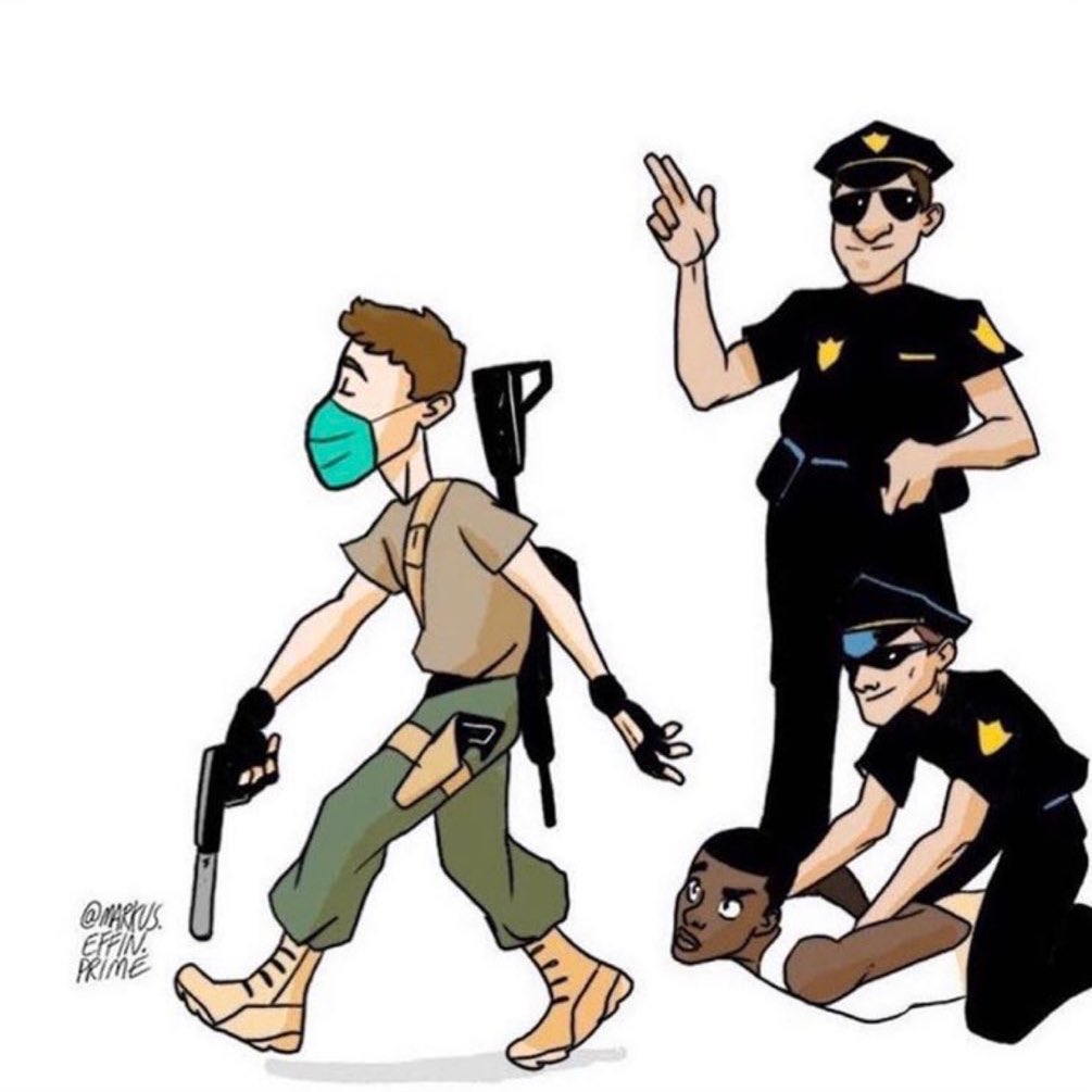 Soak in the absurd truth of this pic. “Defund” is the wrong word, but funding must be reallocated to rid police dept’s of this type of extreme &amp; all to real danger of racial profiling.

This behavior can’t be reformed.