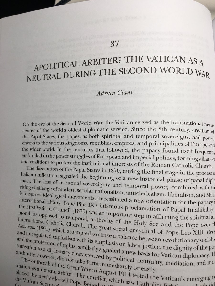 AdrianCiani's tweet photo. Grateful to see my chapter on Vatican 'neutrality' appear in The Routledge History of the Second World War. Many thanks to general editor Paul Bartrop  @RoutledgeHist, and to Professor Robert Ventresca @rventres for suggesting me for this volume. https://t.co/KkIKaKWOLJ