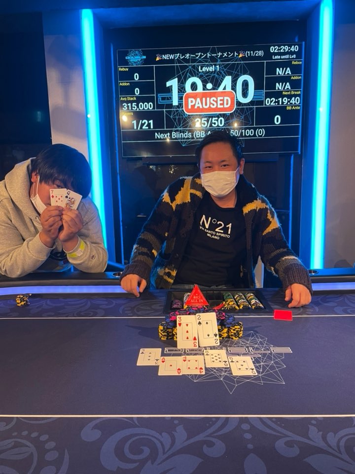 doublepot_k's tweet image. 本日のプレオープントーナメント

🥇優勝　つる 様
🥈準優勝　ケイゴ様
🥉3位　ピーナッツ様

皆様プライズ獲得おめでとうございます㊗️✨
優勝した方はサイドイベントのPLAYERS CUPの無料券も選べるので、是非ご参加お待ちしております🤗

#錦糸町
#DoublePot
#ポーカー
