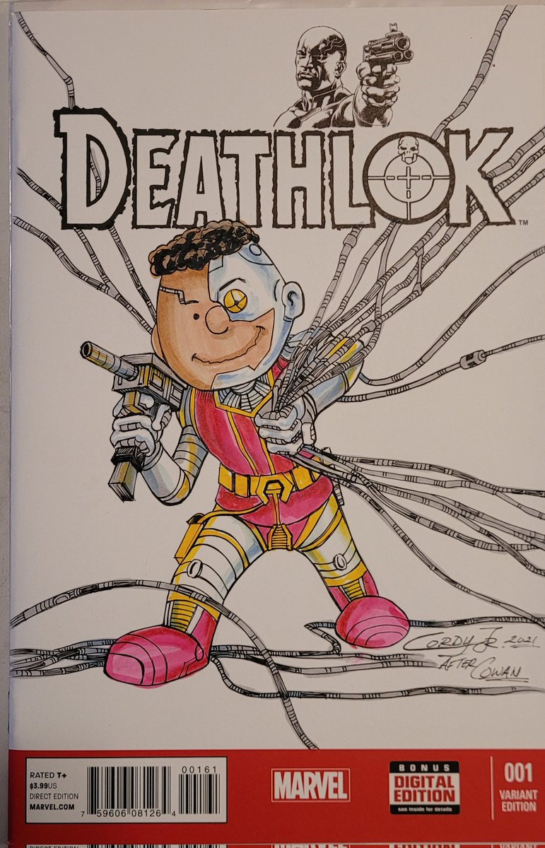 Highcreator1's tweet photo. I do a lot of Franklin covers. This time, I created a Franklin Deathlok after a Cowan layout. Much respect. https://t.co/Rbk49AAffg