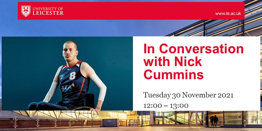 UniOfLeics_EDI's tweet photo. Tomorrow we will be proudly hosting sports scholar & Paralympic gold medalist Nick Cummins as he discusses how sport helped transform his life after severe illness & enabled him to forge a new identity as an athlete.
🗓️30 Nov 2021
🕛12:00-13:00
🔗https://t.co/dbRUjeByBs
#IDoPD https://t.co/tjQoHGGv5W