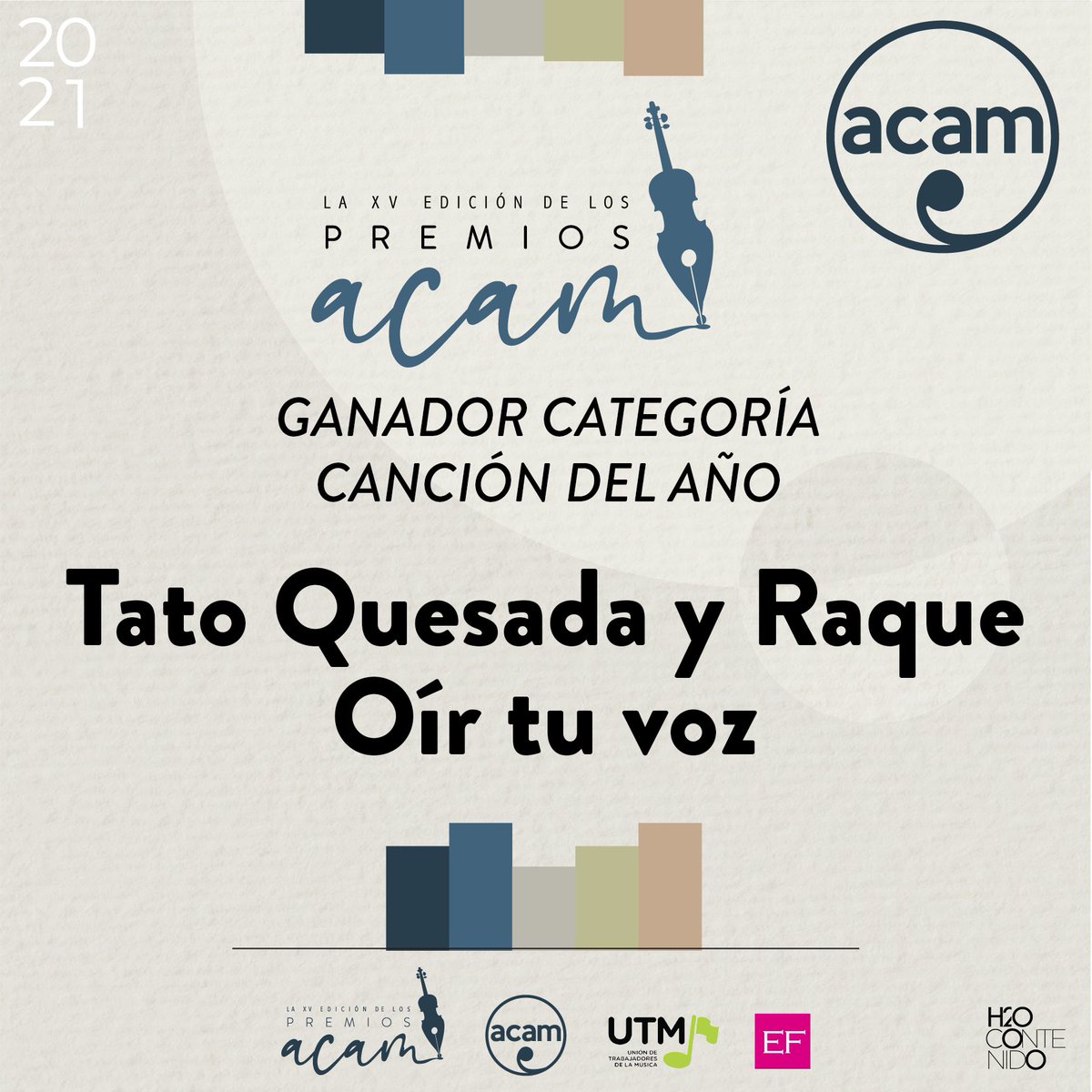 El tema Oír tu Voz de <a href="/tatoquesada/">Tato Quesada</a> y Raqe es la Canción del Año en los #PremiosACAM2021