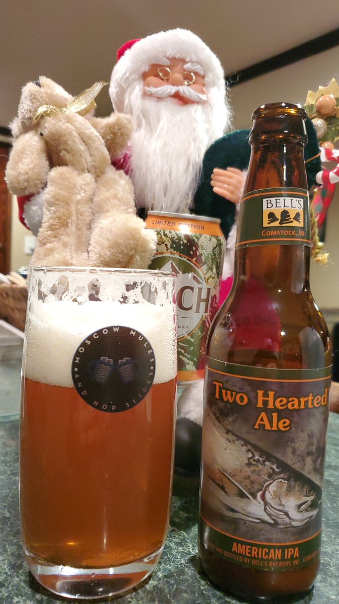 Enjoying a nice <a href="/BellsBrewery/">Bell's Brewery</a> Two Hearted in my <a href="/Mules909090/">Moscow Mules and NOP Slides</a> glass while Santa sips on a fine, Limited Edition <a href="/BuschBeer/">Busch Beer</a> #itsbeginningtolookalotlikechristmas