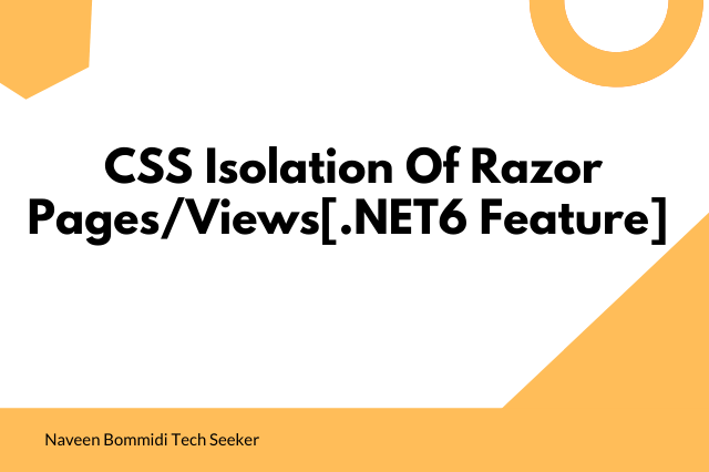 NaWin512's tweet photo. CSS Isolation Of Razor Pages/Views[.NET6 Feature]

#aspnetcore6 #dotnet6 #mvc #RazorPages

https://t.co/VWNDc3n7MR https://t.co/Crrnl9VIhb