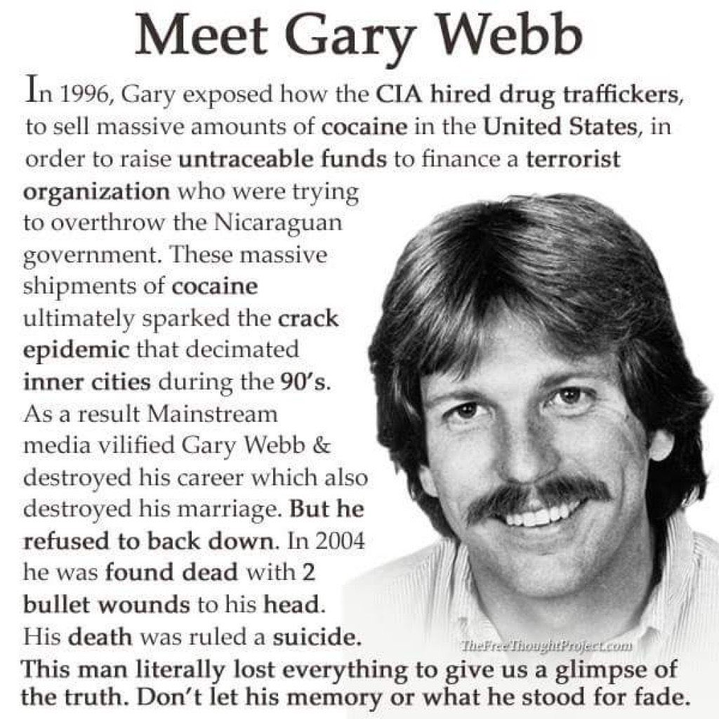 Years ago I asked a well-known, now-deceased researcher and author just how we’d know who was right, after all these years, in their various angles and investigations. “That’s easy,” he said. “Whoever gets killed— they’re right.” #GaryWebb #KillTheMessenger #CIA