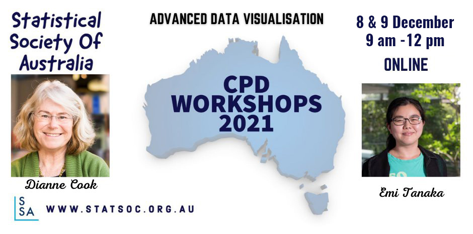 The Random Sample 🎧 (@randomsamplepod) on Twitter photo Just a few spots left for the
<a href="/StatSocAus/">Statistical Society of Australia</a> Canberra Branch's "Advanced data visualisation with R" online workshop with ACEMS' Di Cook (@visnut) & Emi Tanaka (<a href="/statsgen/">Emi Tanaka @emitanaka@fosstodon.org</a>). The workshop will be hands-on
📅8 - 9 Dec 2021
⏲️9AM - 12PM (AEDT)
🔗statsoc.org.au/event-4538407 #dataviz #Datavis Just a few spots left for the
<a href="/StatSocAus/">Statistical Society of Australia</a> Canberra Branch's "Advanced data visualisation with R" online workshop with ACEMS' Di Cook (@visnut) & Emi Tanaka (<a href="/statsgen/">Emi Tanaka @emitanaka@fosstodon.org</a>). The workshop will be hands-on
📅8 - 9 Dec 2021
⏲️9AM - 12PM (AEDT)
🔗statsoc.org.au/event-4538407 #dataviz #Datavis