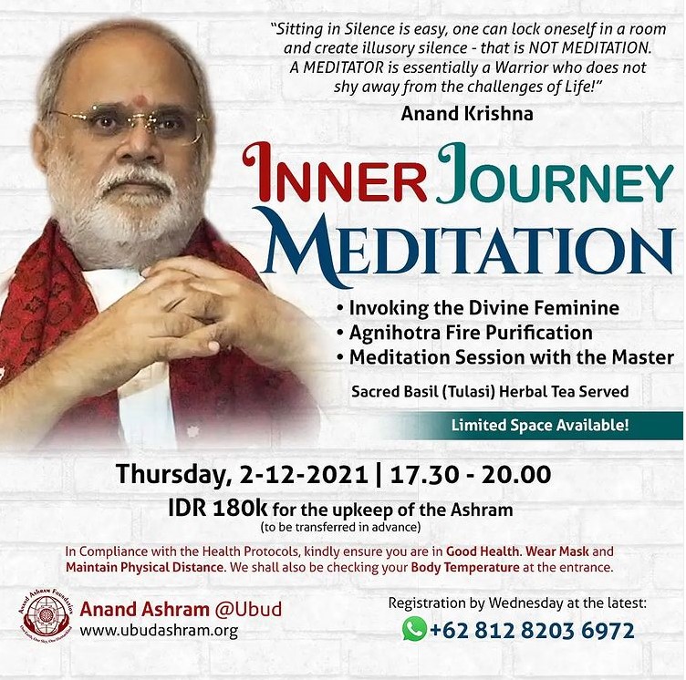 #InnerJourney #Meditation @AnandAshramUbud #Ubud #Bali with the #Master @Anand_Krishna_ 

#EveryThursday

#Guruji #AnandKrishna #AnandAshram #AnandAshramUbud #TrueSelf #Spiritual #BeyondMindfulness #Beyond #Mindfulness #InnerPeace #Divine #Agnihotra #SelfHealing #SoulAwareness