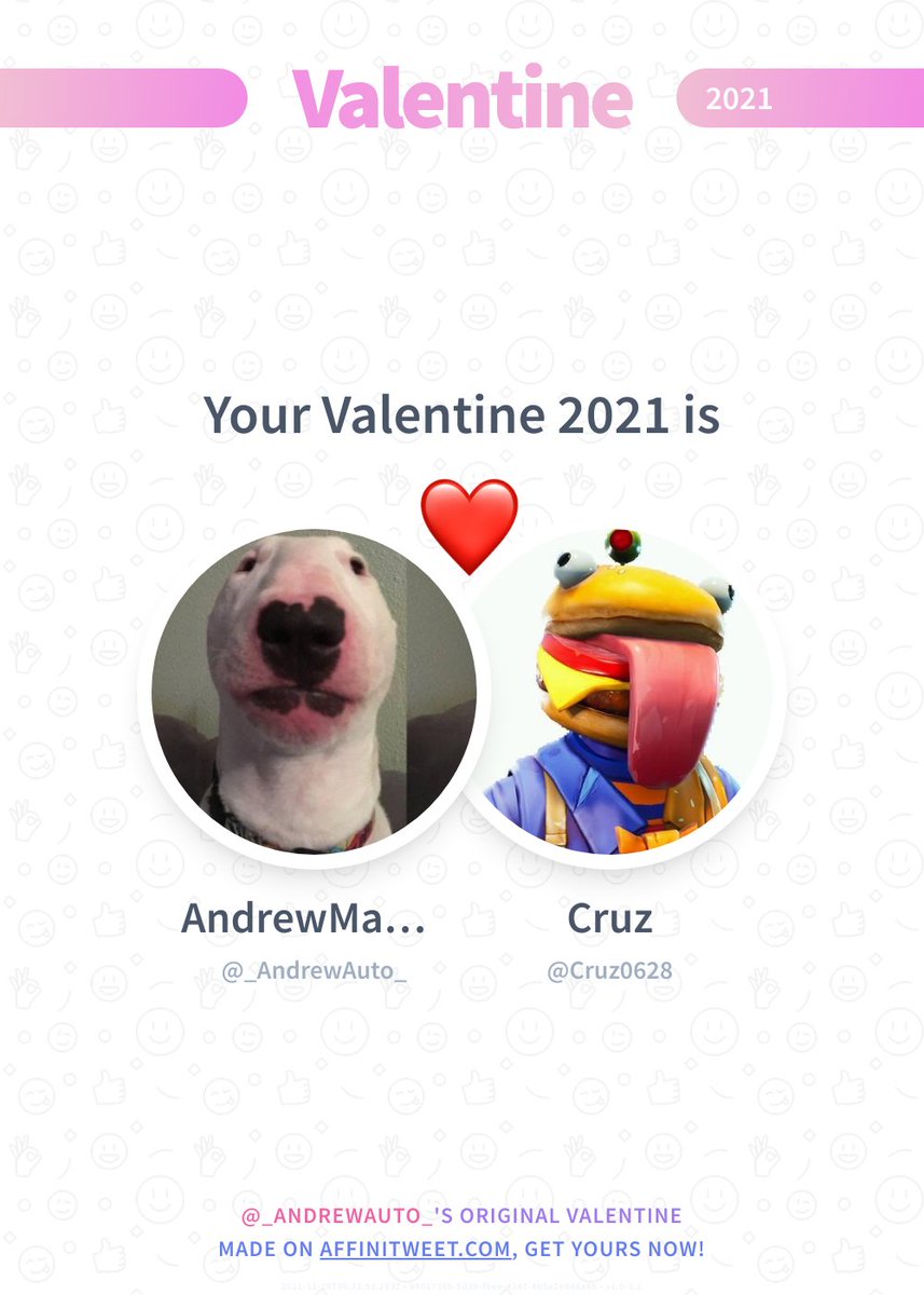 _AndrewAuto_'s tweet image. ✨ Valentine

This year you're mine Cruz0628! ❤️
And you, whom will be yours?

➡️ affinitweet.com/valentine