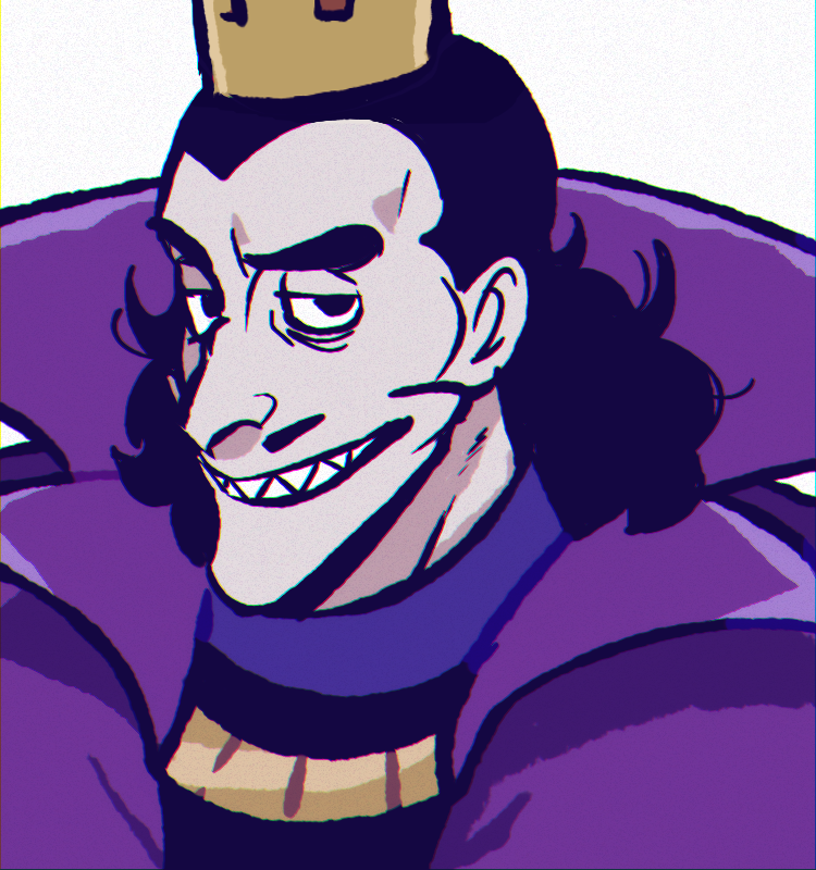 male focus 1boy solo purple cape crown smile black eyes  illustration images