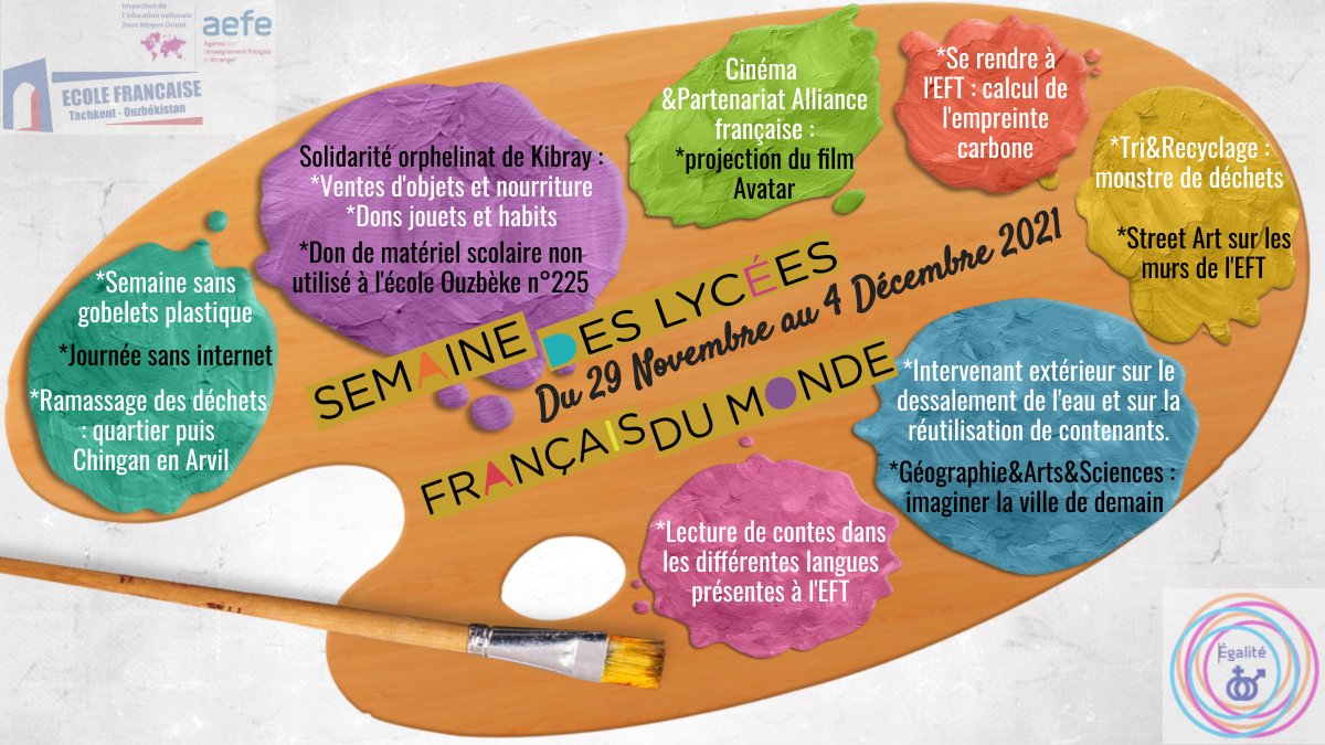 La semaine des lycées français du monde à l’école Française de Tachkent du 29 Novembre au 4 Décembre 2021 <a href="/aefeinfo/">AEFE</a>