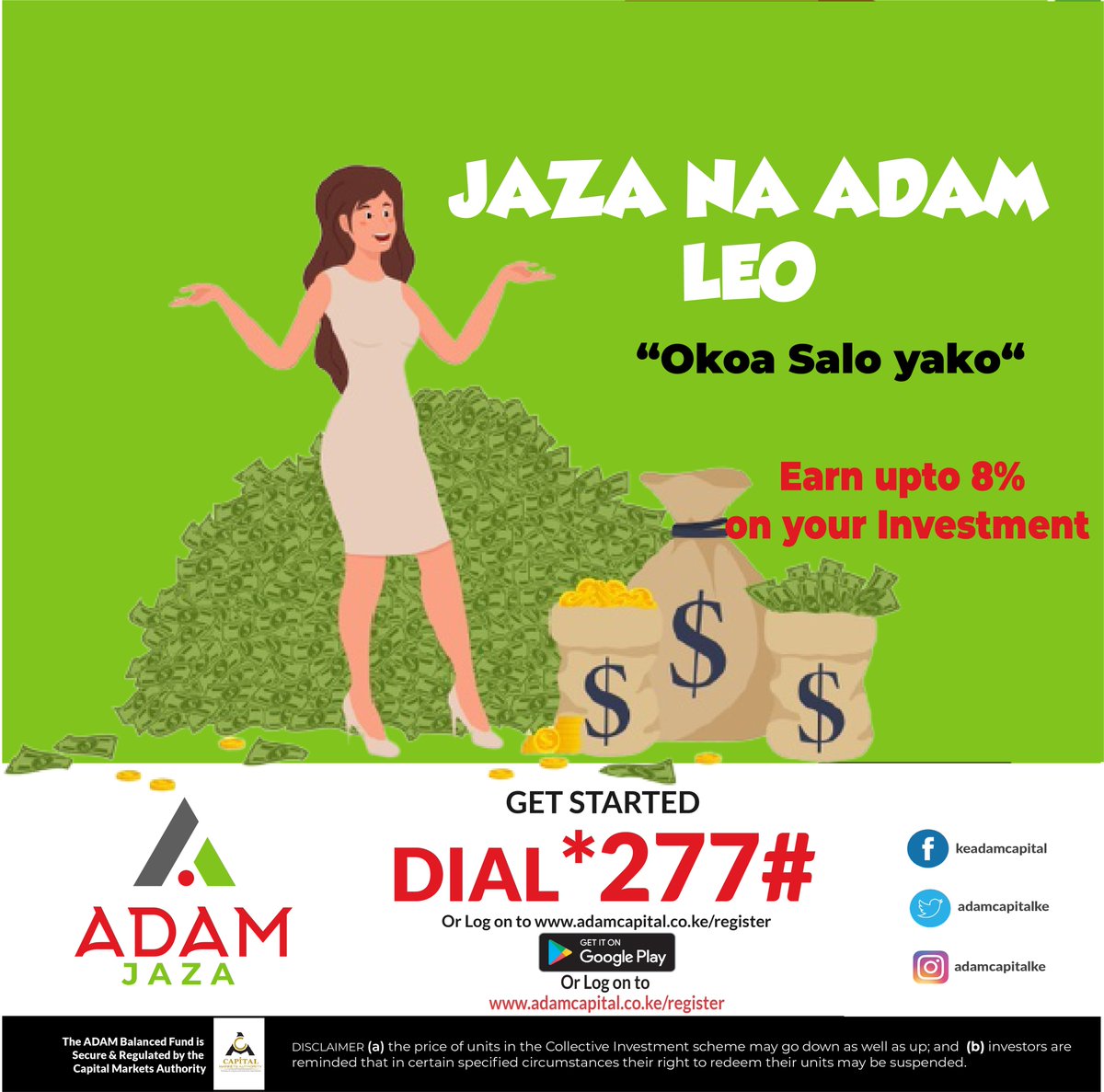 adamcapitalke's tweet photo. Kasalo kameingia, JAZA na ADAM JAZA leo and earn up to 8% on your investment.
#adamjaza
#adapcapitalke
#investmentkenya
#jazakukaza
#financeke https://t.co/4cxxCU9vrA