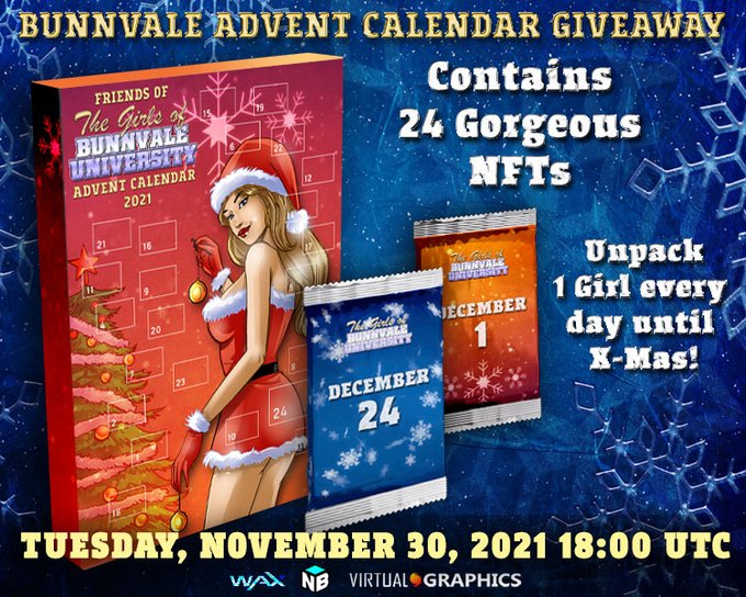 FromNullToZero's tweet photo. The Bunnvale Advent Calendar contains 24 cards, one for each day of December up to Christmas Eve.

Drop: Tuesday, 30th November, 18h UTC
https://t.co/Fz8U84y2zx

We draw one calendar in 72 hours:

- like &amp; retweet
- follow @bunnvale &amp; @kaosmoon_circle &amp; @FromNullToZero 
- tag 1 https://t.co/avEaZ9WQRN