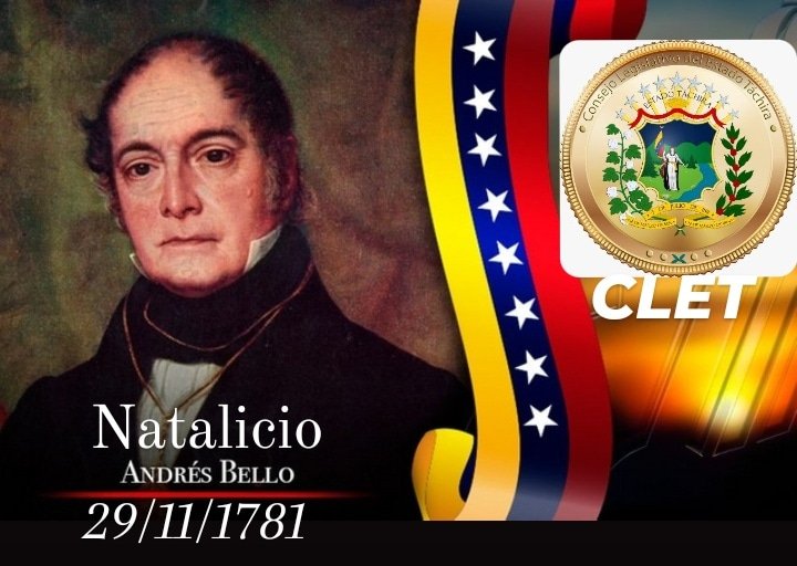 #Natalicio de Andrés Bello
#diadelescritor

Nació en Caracas, el 29/11/1781
Filósofo, poeta, traductor, 
filólogo, ensayista, político, diplomático y 
humanista.

Entre los humanistas más importantes de América. Contribuyó en innumerables campos del conocimiento.

#Venezuela