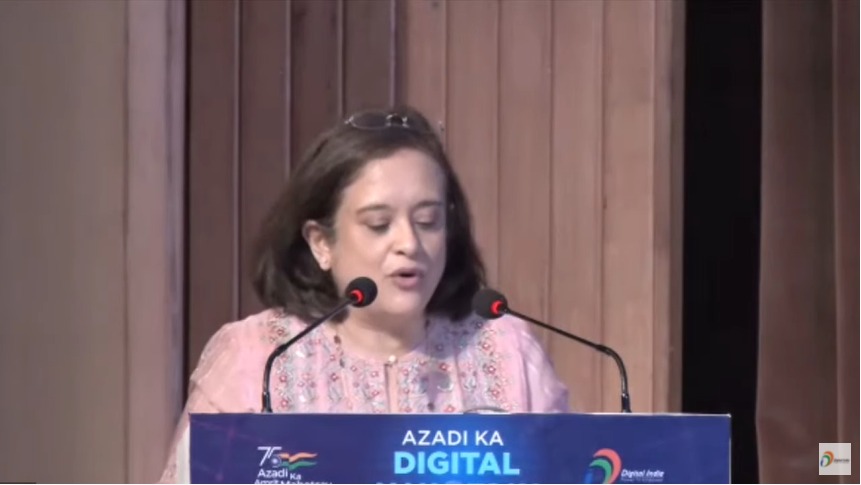 nasscom's tweet photo. .@debjani_ghosh_ congratulates @GoI_MeitY for the fantastic work done in the #digitalpublicgood platforms and applauds how the creation of #digitalhighways connect everyone across the country with #equalaccess in our digital economy.
@_DigitalIndia https://t.co/I1DqmIibK5