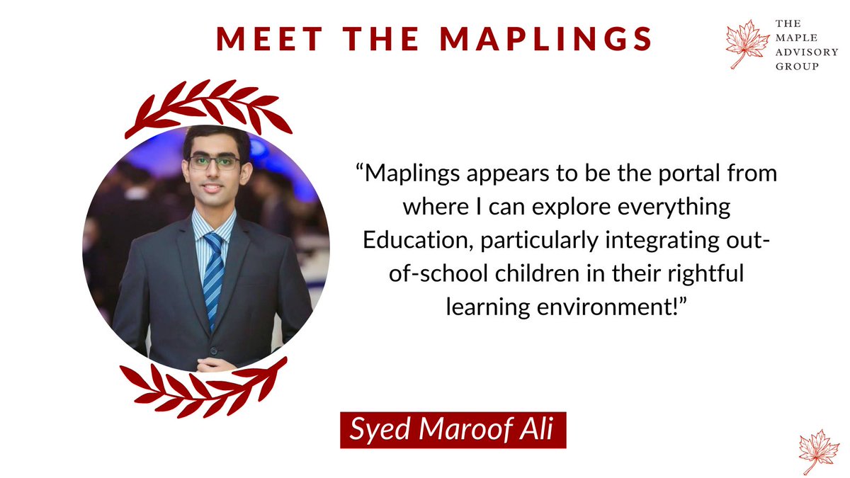 MapleAdvisory's tweet photo. Today, for our #MeetTheMaplings campaign, we're delighted to introduce Syed Maroof Ali!
@SyedMaroofAli98 is part of a diverse, ambitious & passionate group of individuals seeking to make their impact in Education π
#maplings #mapleadvisory https://t.co/qXFohy396O