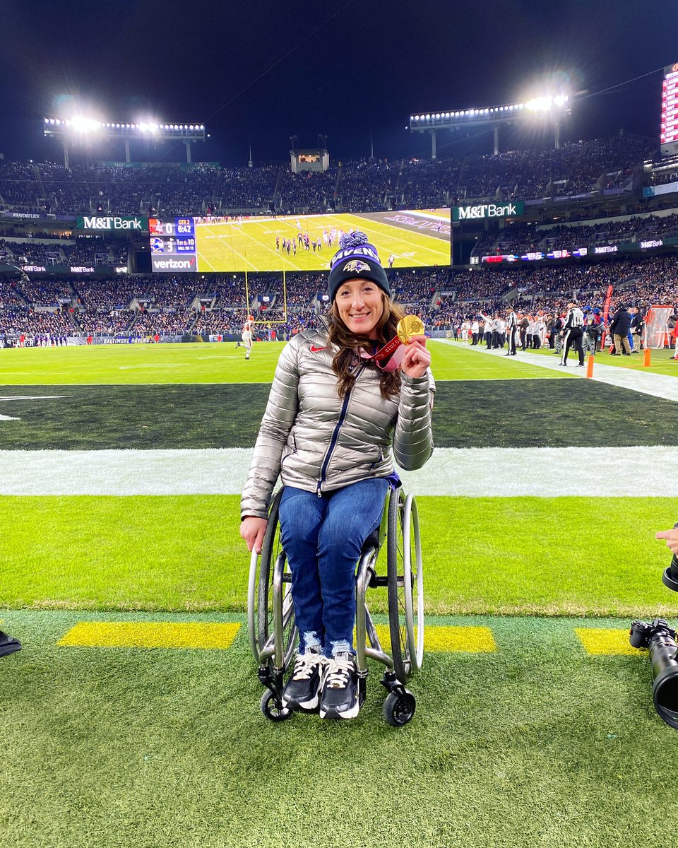 TatyanaMcFadden's tweet photo. Let’s gooo @Ravens 💜 thank you so much for recognizing me at the game today for my accomplishments at the @tokyo2020games!!! Thank you again for all the support over the years! When I was in Tokyo I received a wonderful card from the @ravens team 💜 meant so much to me. https://t.co/Ih2eUpez8Y