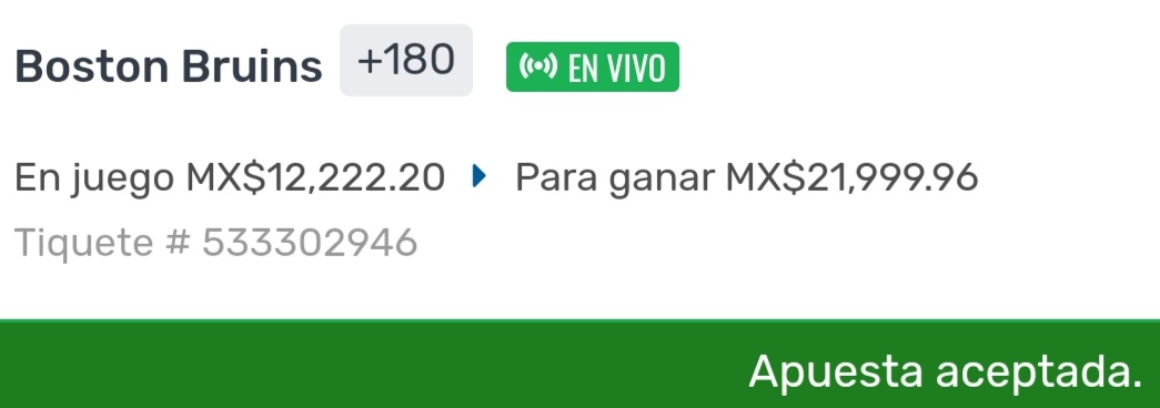 CChequiel's tweet photo. Se cierra el dia con una victoria ✅ y una derrota ❌ en el mismo juego... se gana con boston bruins 🏒 pero se pierde el over 5.5 https://t.co/Yw8VzR7Tdw