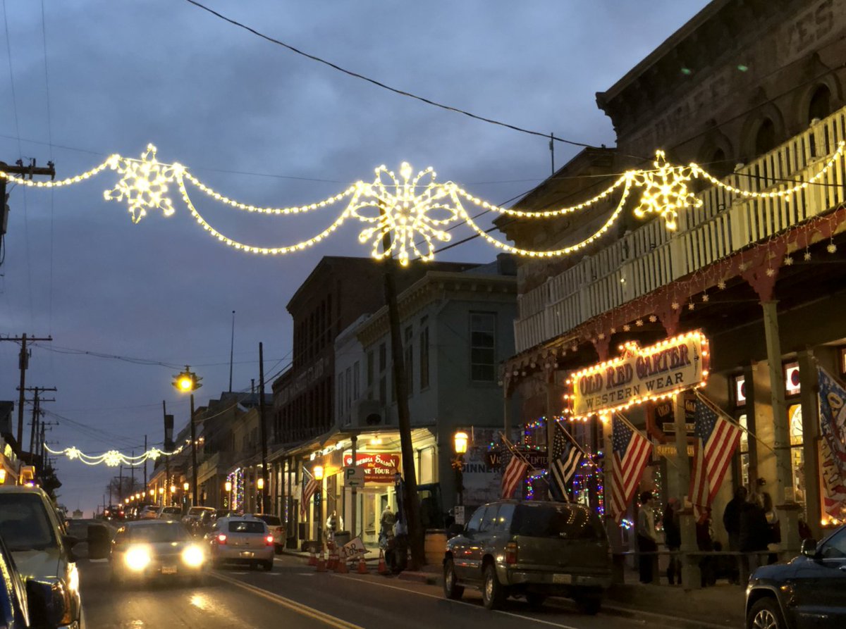 VirginiaCity's tweet photo. In just a few days, Virginia City will have you Believing Again. 🌟 All month long, the historic town will be decorated in lights and offer activities that turn every day of December into a winter wonderland. #OnlyinVC #VCFindYourSpirit #ChristmasOnTheComstock https://t.co/exenptJ2l3