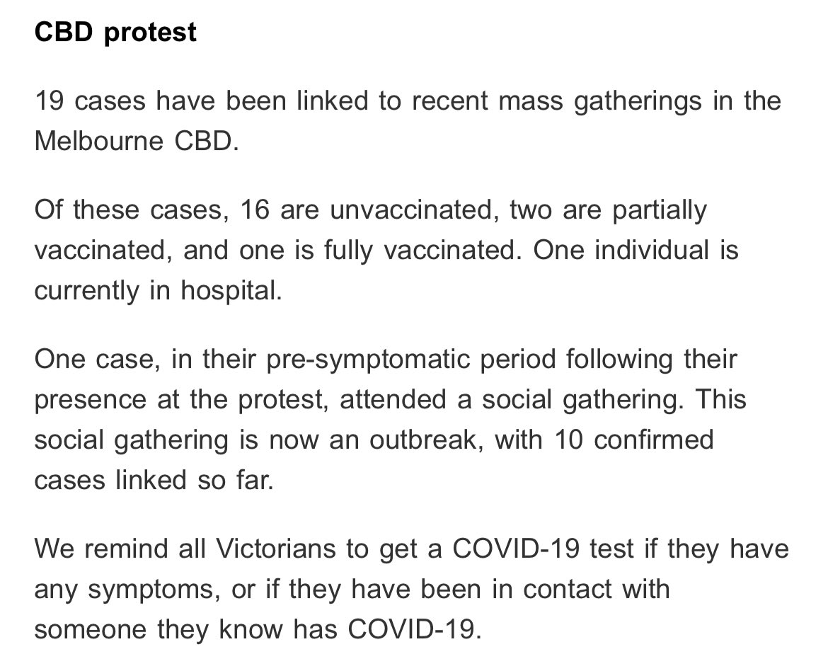 SimoneFoxKoob's tweet photo. Update to this: Nineteen cases now linked to protests. One case attended a social gathering, which is now an outbreak. https://t.co/eoSL13oFdI