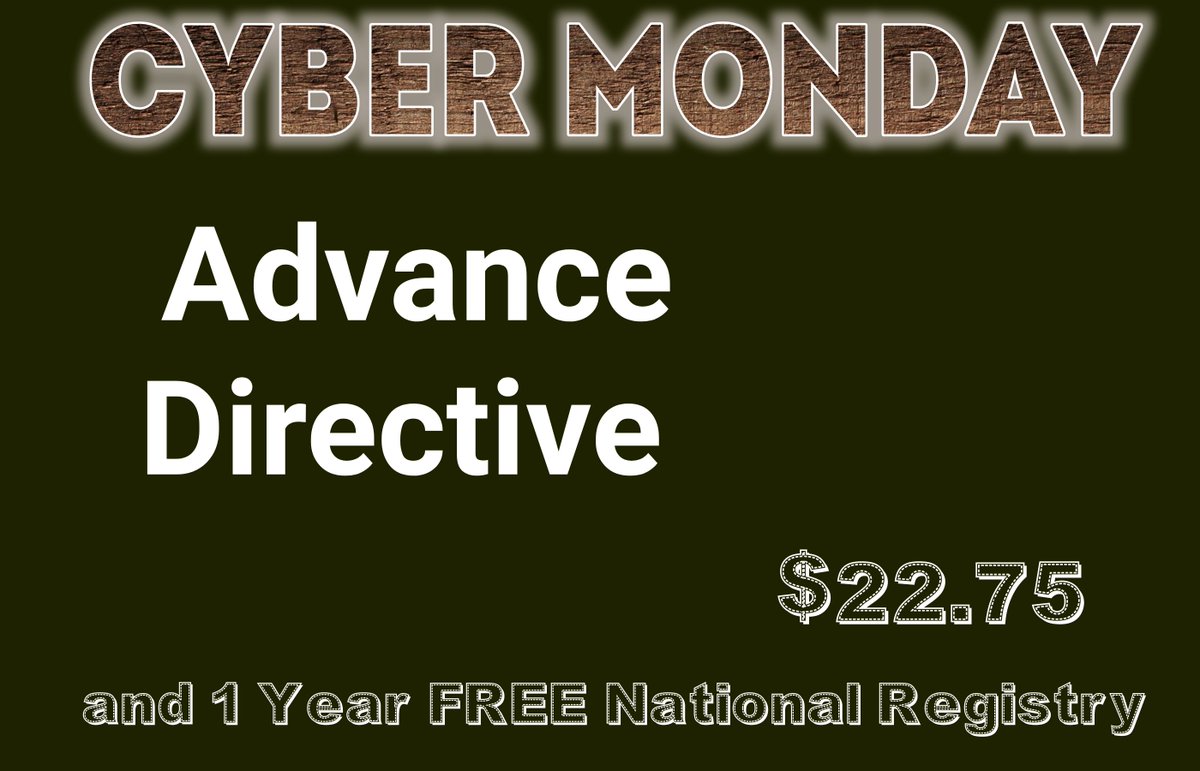 LastDocuments's tweet photo. We are offering our lowest price of the year now through end of the day Monday. Use Promo Code: CyberMonday

https://t.co/4lVuHkB8HL

#CyberMonday #AdvanceHealthCareDirective #AdvanceDirective #LastDocuments https://t.co/cmHt70zbAx