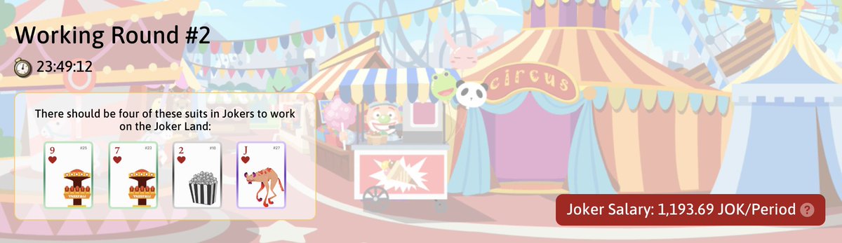 Hi Jokers! The Working Round #2 starts now! If your joker contains these suits,stake it to work at the Joker Land, you will get 1,193.69 $JOK/Period reward.

#BSCGem #PlayToEarn