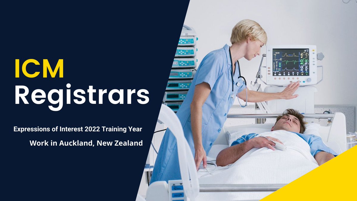 #icm REGISTRARS
Expressions of Interest for the training year 2022

Are you keen on working in the Auckland Region in the year 2022?

Visit the link below
bit.ly/3lgvmmw

#fy3 #nhsdoctor #irishdoctor #aussiedoctor
Share the post with your contacts.
#IntensiveCareMedicine