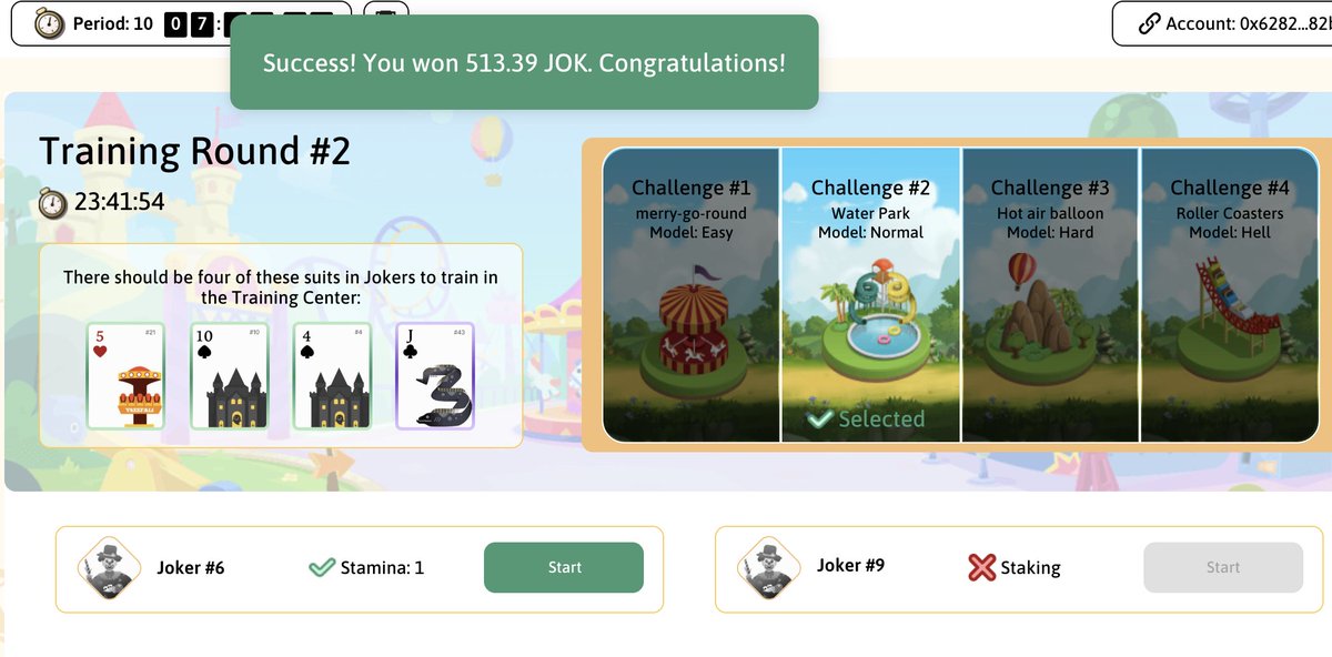 If your Joker meets the Training Center's requirements, you can participate in four different challenges of varying difficulty, and you will be well rewarded for a successful challenge. Every eight hours, you can challenge three times.