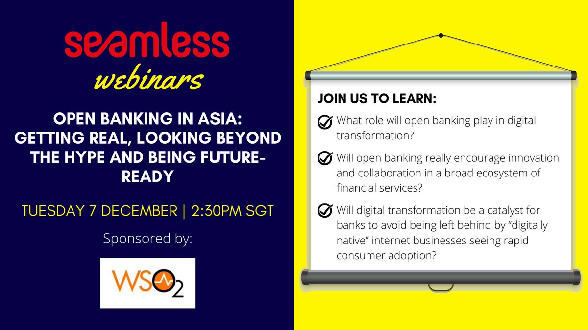 seamlessasia's tweet photo. Join us on 7 December, 2.30PM SGT at a webinar discussing how banks can deliver improved banking services to both individuals and corporates on multiple channels and platforms. Register now to gain insights on the banking (r)evolution: https://t.co/gdyfYTnRMi https://t.co/rftNjY3f6b