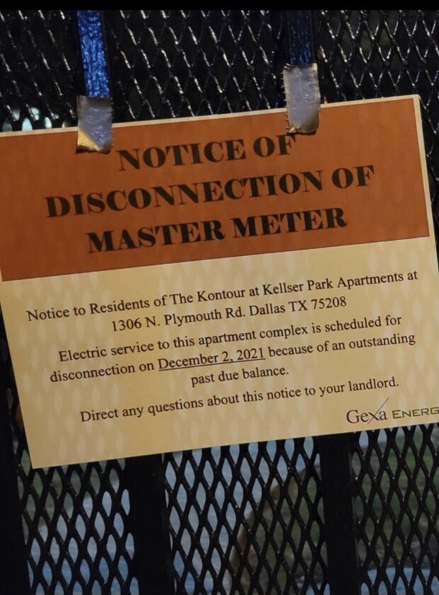 Tenants of an Oak Cliff apartment complex found out that their landlord hasn’t been paying their electricity and it’s about to be cut off 

<a href="/CityOfDallas/">City of Dallas</a> (expectedly) told them that they’re on their own 

Wonder if <a href="/FOX4/">FOX 4 NEWS</a> <a href="/wfaa/">WFAA</a> <a href="/NBCDFW/">NBC DFW</a> or @CBSDFW <a href="/CBS11/">CBS11</a>