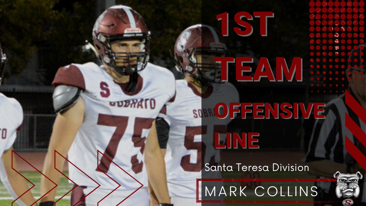 SobratoFootball's tweet photo. Congratulations to Mark Collins! 1st Team All League Offensive Lineman!Class of β22! Go Bulldogs!
#2Claps2Barks
#WeAreSHS https://t.co/ABheMdaf1O