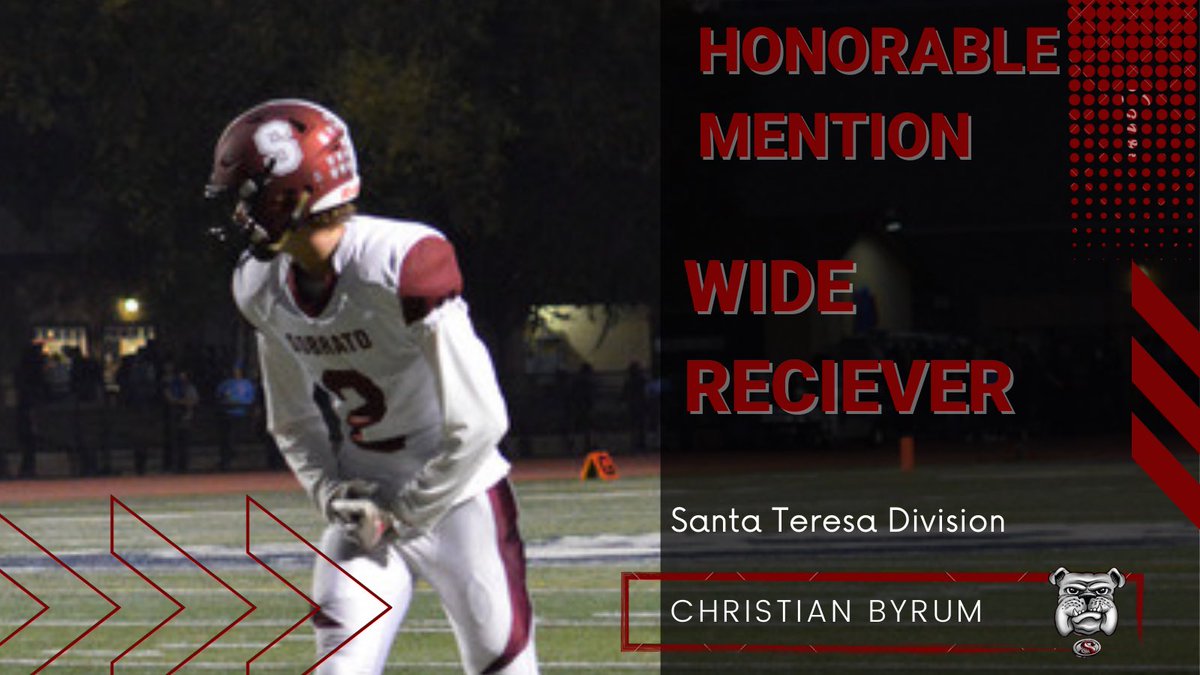 SobratoFootball's tweet photo. Congratulations to Christian Byrum! Honorable Mention Wide Reciever! Class of β22! Go Bulldogs!
#2Claps2Barks
#WeAreSHS https://t.co/tH6qLXJVwI