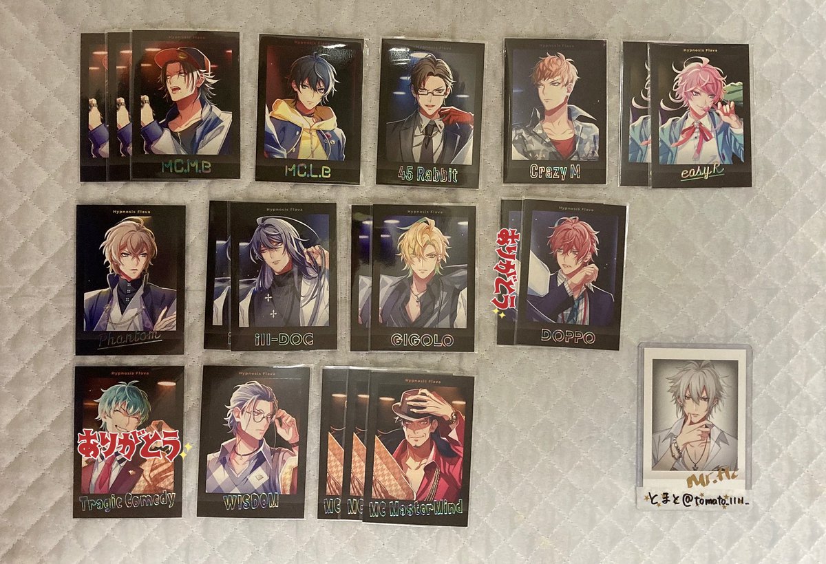 tomato_1111_'s tweet photo. 【交換 譲渡】ヒプマイ ヒプノシスマイク Flava ぱしゃこれ ver.2 箔押し

譲 二郎3.三郎1.銃兎1.理鶯1.乱数2.幻太郎1.帝統.寂雷2.一二三2.独歩1.盧笙1.零3.空却.十四.獄
ノーマルは2枚目参照

求 左馬刻、90/枚＋送料

一郎>他キャラ含む交換可能、お気軽にご相談ください
別ツイにver.1 https://t.co/XfqG7Vx8GI