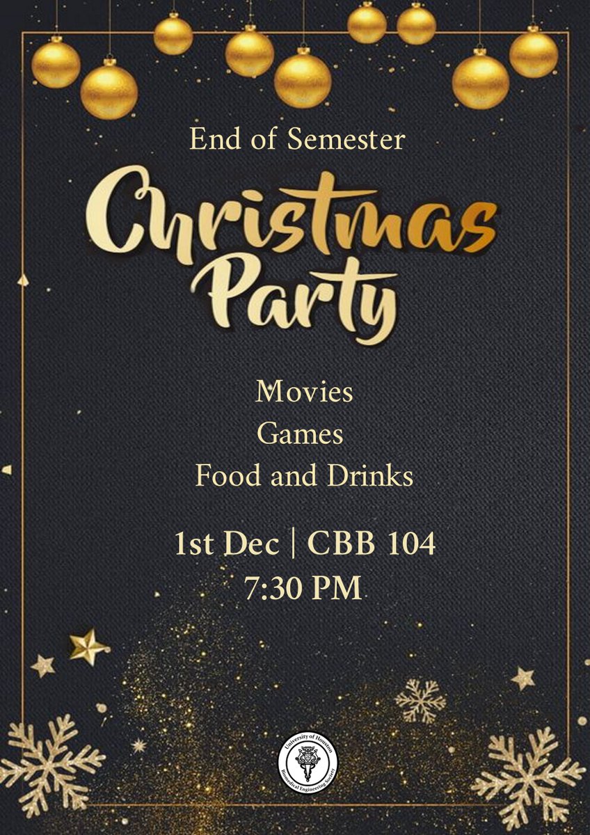 Hi everyone! Join us just before finals to celebrate at our early Christmas party! We're going to be watching the movie 'The Elf' and there will be food and drinks so bring your friends!
<a href="/UHEngineering/">UH Cullen College of Engineering</a> 

#Engineering #Students #Christmas
