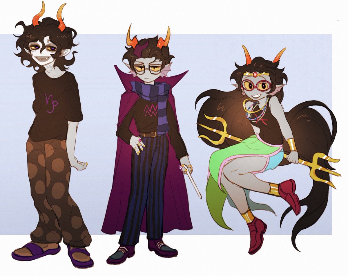 #homestuck 
☠️🐮🎮🦀️🐱👗🦯🕷️🏹️🤡🐟👑