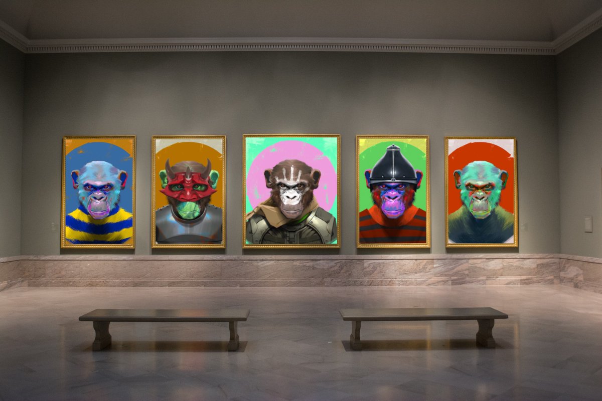 360pisces's tweet photo. Thank you @nft_goku for my custom @angryapearmy War Party gallery. My apes are ready for the next wave! #AAApe #ApesTogetherStrong https://t.co/mYLQXPqRis