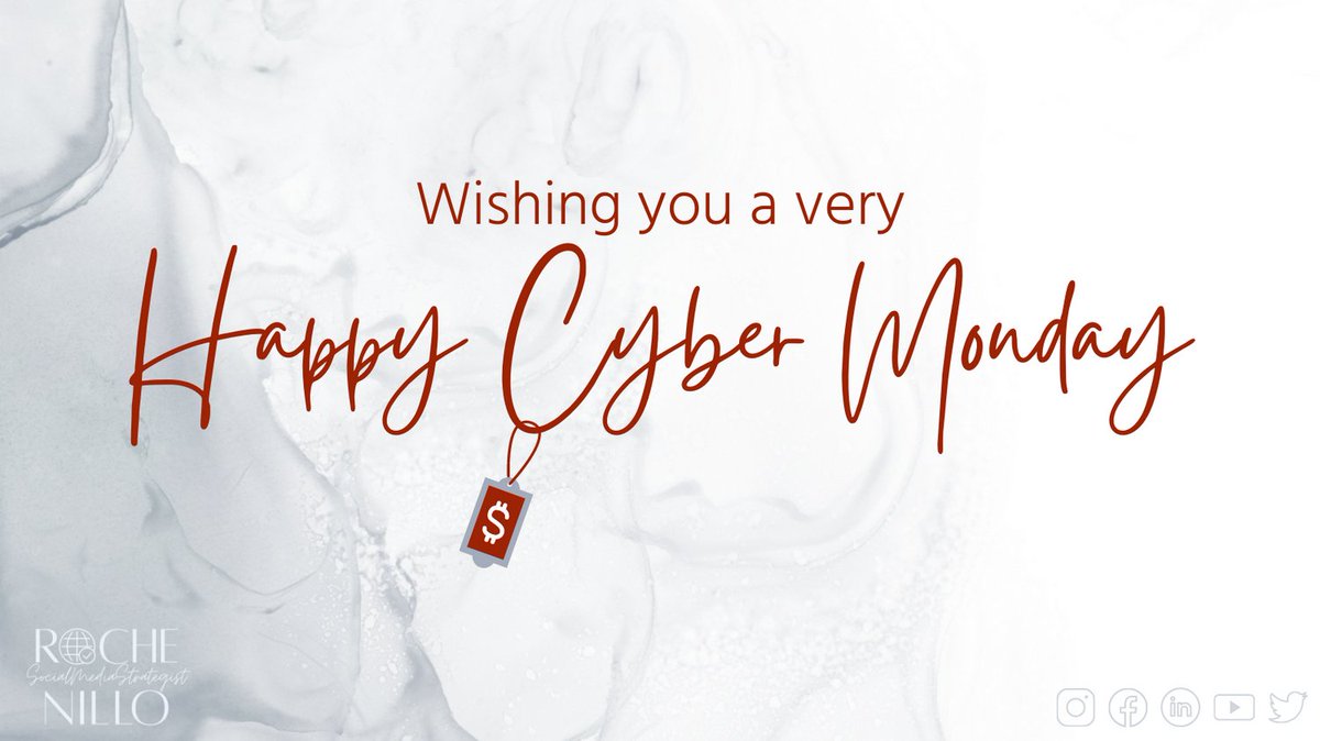 Rochenillo's tweet image. There is just one Monday in the whole year for which all of us look forward to and it is Cyber Monday.👁‍🗨👁‍🗨

💸HAPPY CYBER MONDAY!💸

#Roche #RocheNillo #RocheNilloServices  #RocheNilloSMM #RochenilloVA #CyberMonday2021 #BestMessage

🖤❤️️🖤❤️️