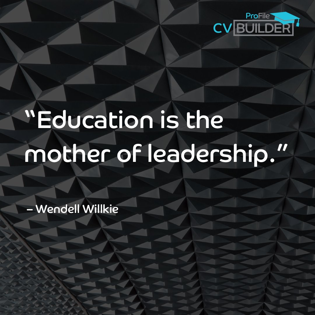 cv_profile's tweet photo. “Education is the mother of leadership.” – Wendell Willkie.

#findajob #jobssaveslives #skills #booktraining #training #trainingcourse #unemployment #cv #freecv #certificate #professionalcv #sakhaisizwe #upskill #employment #opentowork #learning #knowledge #youth https://t.co/omYZlAUqQm
