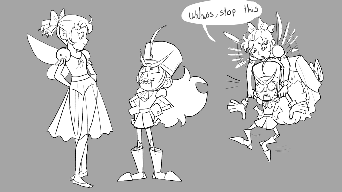 Some doodles to forget a little bit the pain from my wisdom teeth removal : ') 
Here's Walnuss and Clara, character from a friend. + Walnuss being himself. 